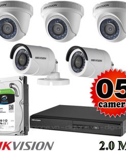 Lắp đặt trọn bộ 5 camera giám sát 2.0M Hikvision